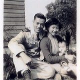 Merchant Marine First Officer James S. C. Chao with wife, Ruth Mulan Chu Chao, and firstborn, Elaine, future U. S. Secretary of Labor & Secretary of Transportation.