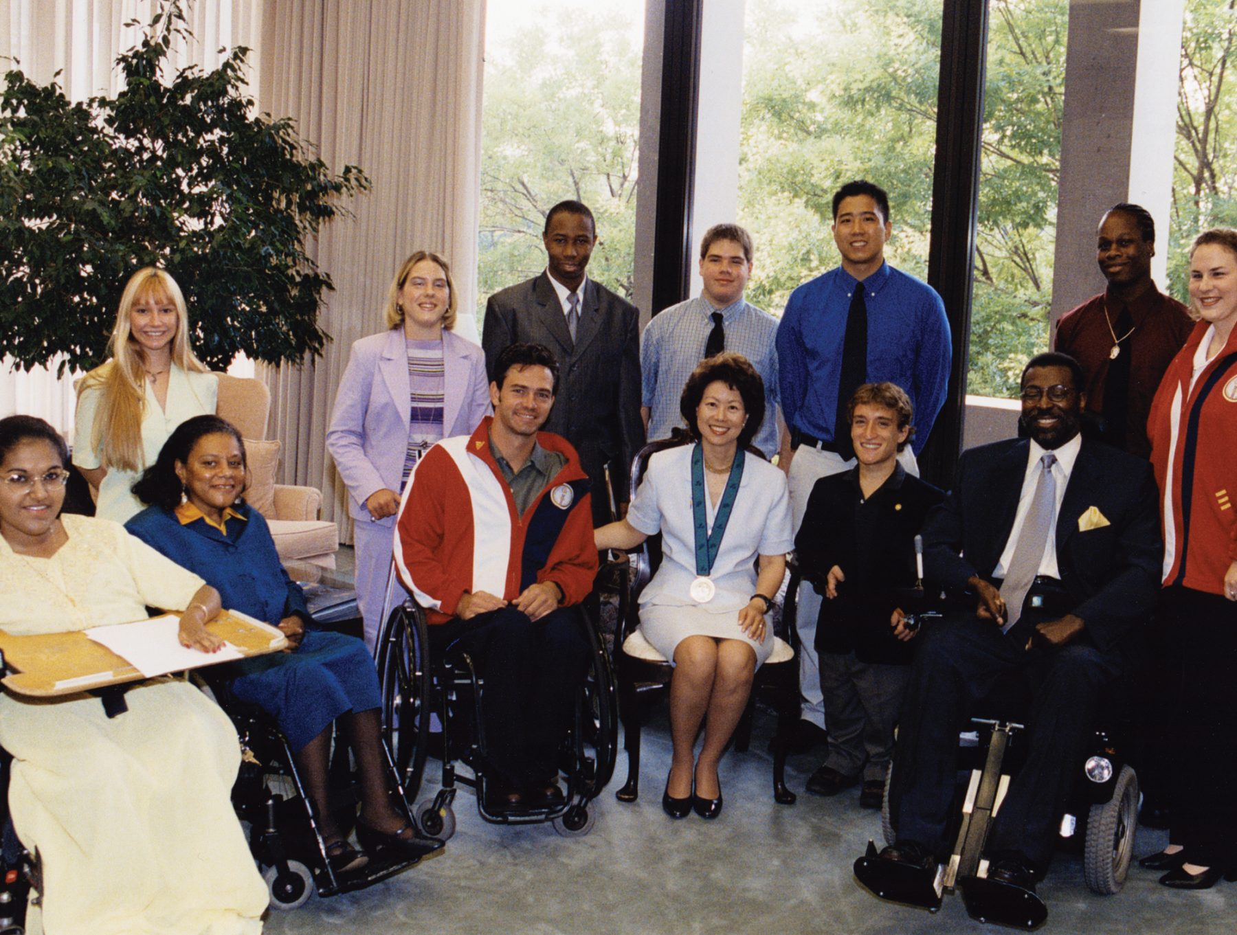 Secretary Elaine Chao meeting with Americans with disabilities on how her department can improve employment in this community.