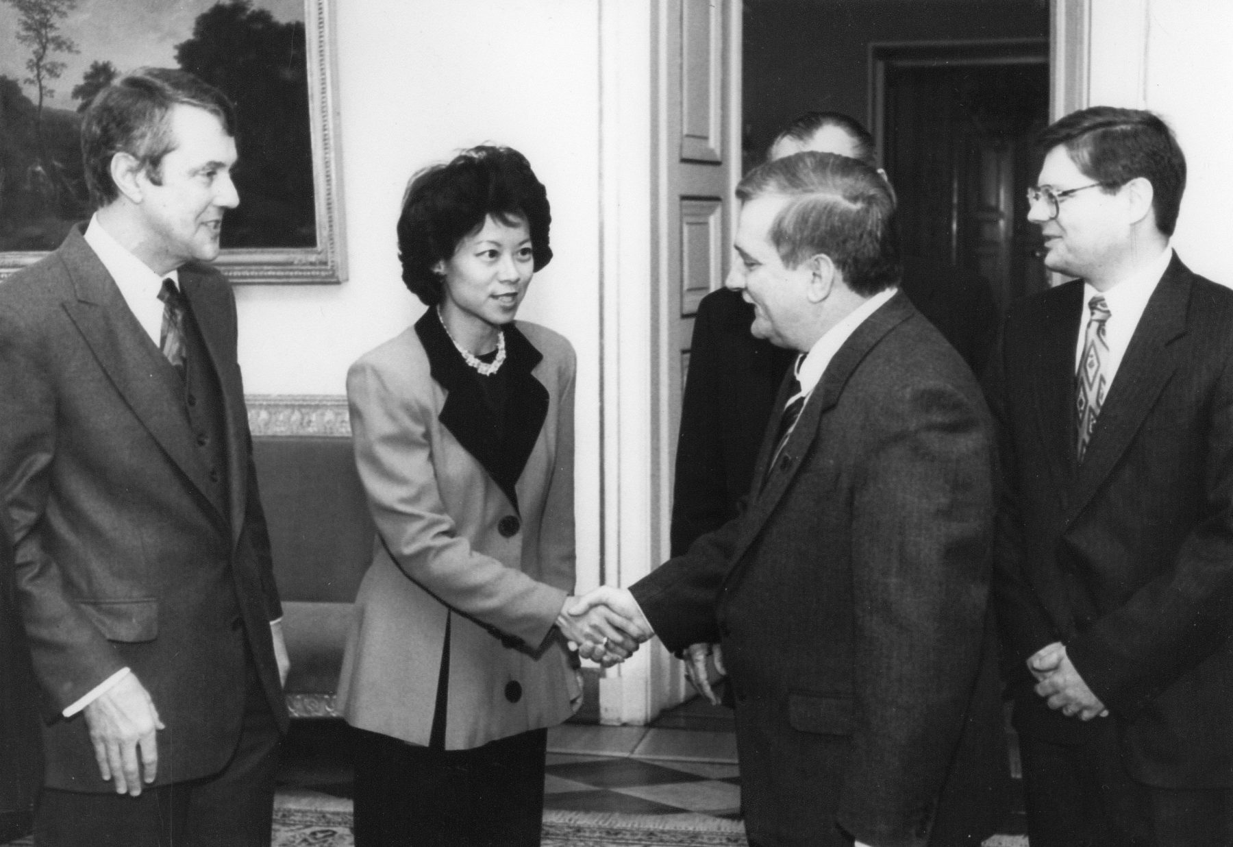 Peace Corps Director Elaine Chao meeting with Lech Walesa, President of Poland in Warsaw.