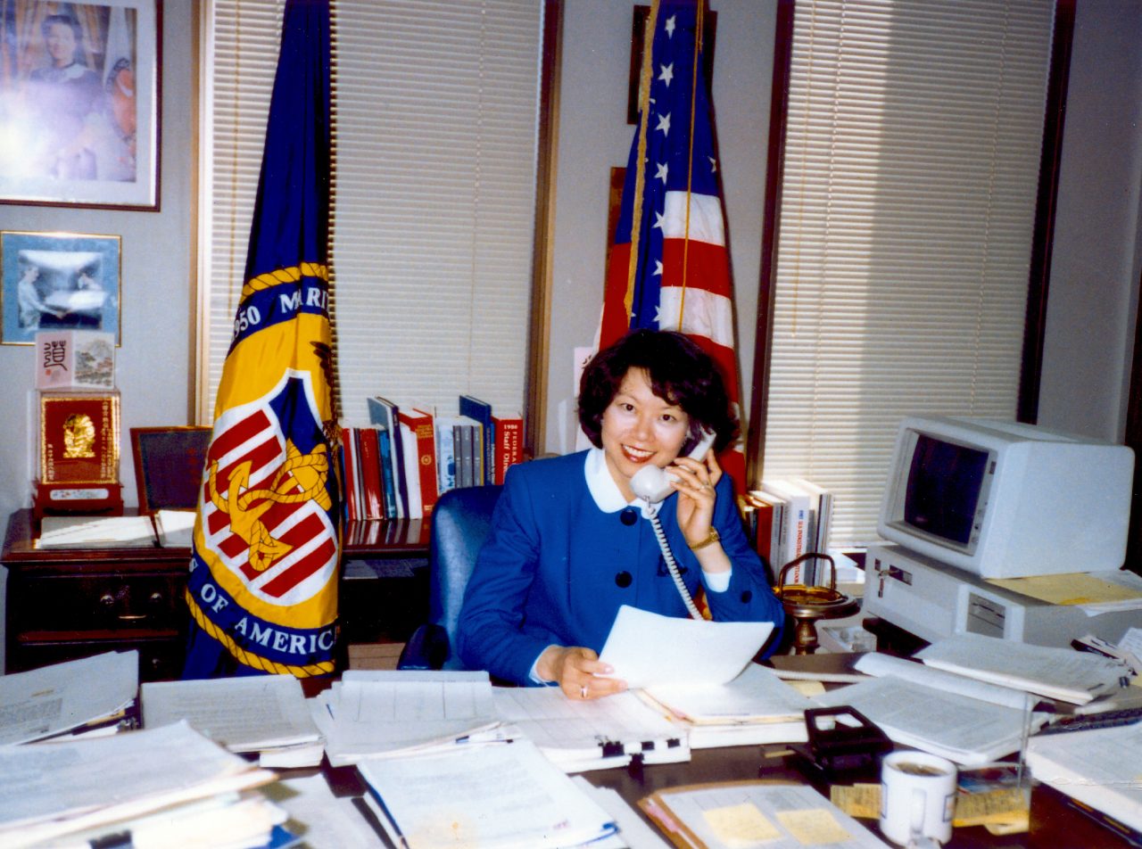 Deputy Maritime Administrator Elaine Chao in her office at the U. S. Department of Transportation, Washington, D. C.